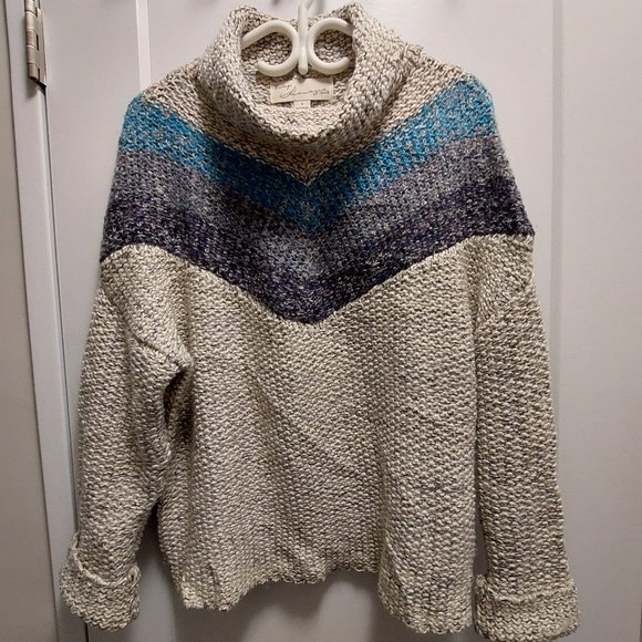 Vintage Havana Gray and Blue Cowl Neck Sweater - Picture 2 of 13